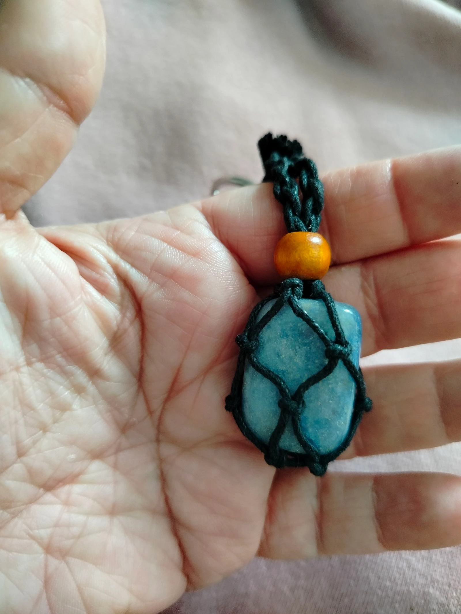 Blue aventurine stone macrame black keychain – photo 4